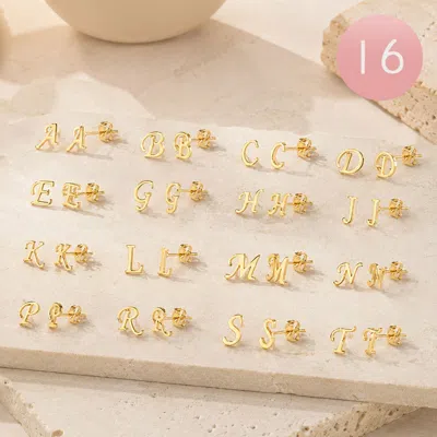 Fashnzfab 16pairs - Stainless Steel Assorted Initial Letter Stud Earrings In Multi