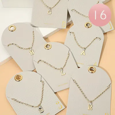 Fashnzfab 16pcs - 18k Gold Dipped Initial Letter Pendant Necklaces In Multi