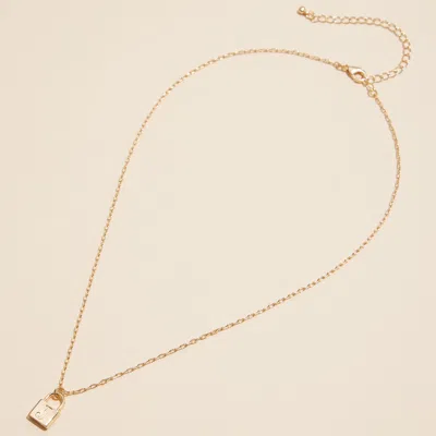 Fashnzfab 16pcs - Golden Initial Monogram Lock Pendant Necklace
