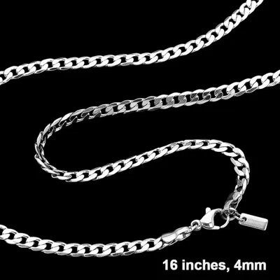 Fashnzfab 17 Inch, Stainless Steel Cuban Chain Necklace In Multi