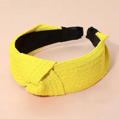 Fashnzfab 1.75" H Straw Knot Burnout Headband In Yellow