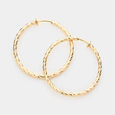 Fashnzfab 1.75" Hypoallergenic Metal Hoop Clip On Earrings In Gold