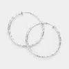 Fashnzfab 1.75 Inch Textured Metal Hoop Clip On Earrings In Silver