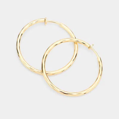 Fashnzfab 1.75 Inch Clip On Hoop Earrings In Gold