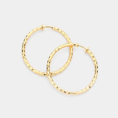 Fashnzfab 1.75 Inch Metal Hoop Clip On Earrings In Gold