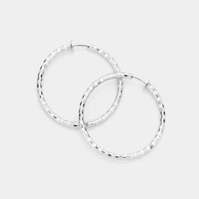 FASHNZFAB 1.75 INCH METAL HOOP CLIP ON EARRINGS