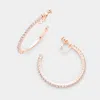 Fashnzfab 1.75 Inch Rhinestone Hoop Clip On Earrings - Rose Gold In Gold