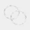Fashnzfab 1.75 Inch Textured Metal Clip On Hoop Earrings In Silver