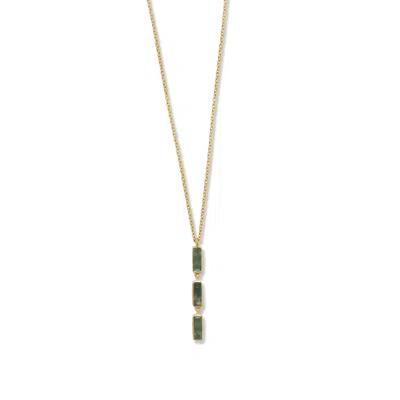 Fashnzfab 18" + 2" 14 Karat Gold Plated Moss Agate Drop Necklace In Pink