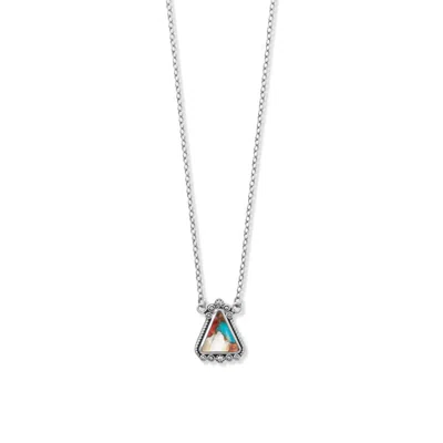 Fashnzfab 18" + 2" Oxidized Spiny Oyster And Turquoise Necklace In Red