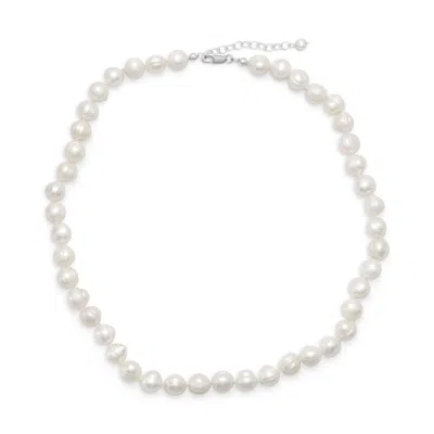 Fashnzfab 18"+2" White Cultured Freshwater Pearl Necklace In Purple