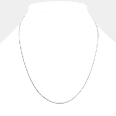 Fashnzfab 18 Inch Thin Metal Round Omega Necklace In Metallic