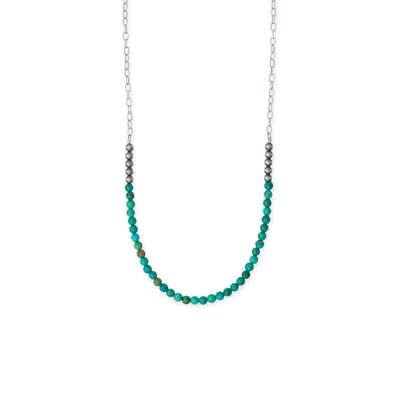 Fashnzfab 18" Oxidized Bead And Turquoise Necklace In Pink