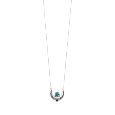 Fashnzfab 18" Oxidized Turquoise Crescent Necklace In Pink