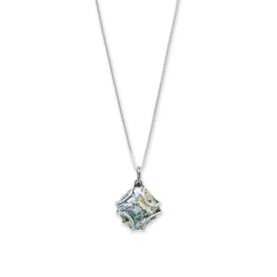 Fashnzfab 18" Wire Set Roman Glass Necklace In Silver