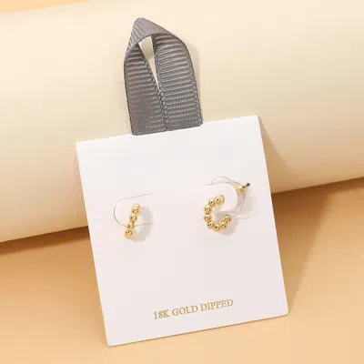 Fashnzfab 18k Gold Dipped Beaded Mini Hoop Earrings In Silver