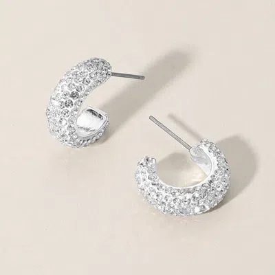 Fashnzfab 18k Gold Dipped Bling Stone Studded Mini Hoop Earrings In Metallic