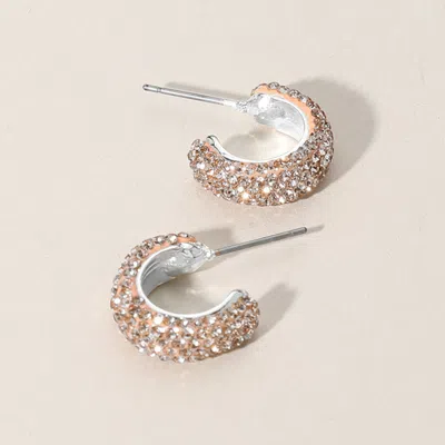 Fashnzfab 18k Gold Dipped Bling Stone Studded Mini Hoop Earringssilver, Topaz In Silver