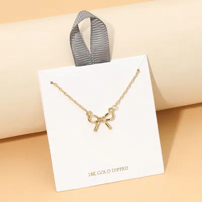 Fashnzfab 18k Gold Dipped Bow Pendant Necklace In Silver