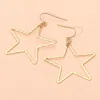 Fashnzfab 18k Gold Dipped Brass Metal Hammerd Open Star Dangle Earrings In Gold