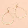 Fashnzfab 18k Gold Dipped Brass Metal Hammerd Open Teardrop Dangle Earrings In Gold