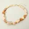 Fashnzfab 18k Gold Dipped Chunky Beaded Statement Necklae In Neutral