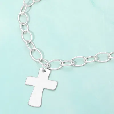 Fashnzfab 18k Gold Dipped Chunky Cross Pendant Oval Link Chain Statement Necklace In Metallic