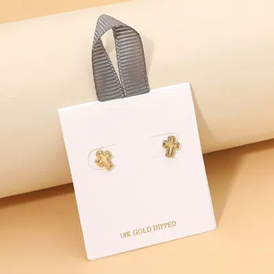 Fashnzfab 18k Gold Dipped Cross Stud Earrings In Silver