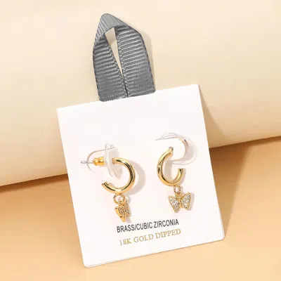 Fashnzfab 18k Gold Dipped Cz Pave Butterfly Charm Drop Dangle Mini Hoop Earrings
