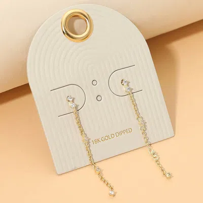 Fashnzfab 18k Gold Dipped Dainty Stone Chain Drop Earrings In Multi