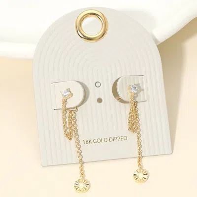 Fashnzfab 18k Gold Dipped Disc Drop Chain Earrings In Multi