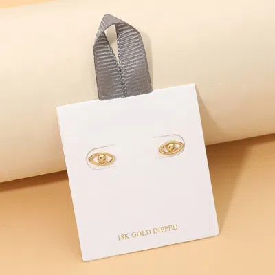 Fashnzfab 18k Gold Dipped Evil Eye Mini Stud Earrings