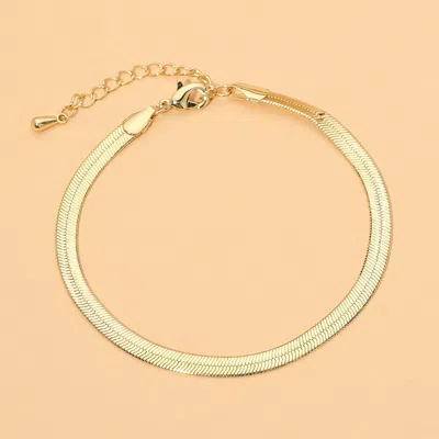 Fashnzfab 18k Gold Dipped Flat Snake Chain Bracelet