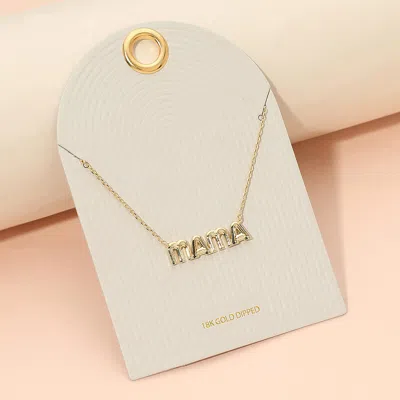 Fashnzfab 18k Gold Dipped Mama Plate Pendant Figaro Chain Necklace
