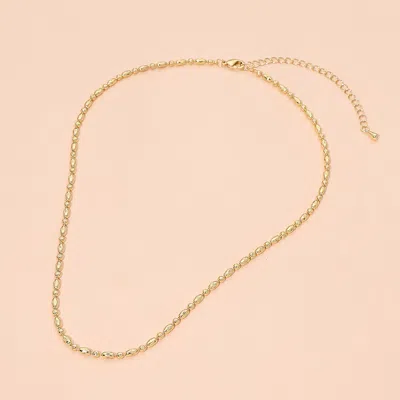 Fashnzfab 18k Gold Dipped Minimalist Beaded Chain Necklace In Red