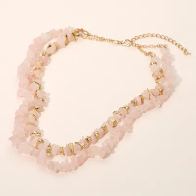 Fashnzfab 18k Gold Dipped Natural Stone Beaded Double Layered Necklace In Multi