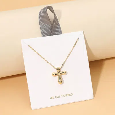 Fashnzfab 18k Gold Dipped Puffy Cross Pendant Necklace