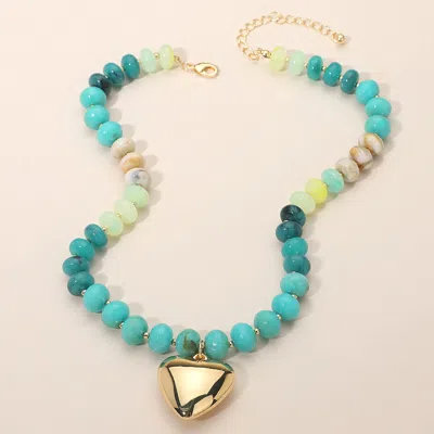 Fashnzfab 18k Gold Dipped Puffy Heart Pendant Chunky Resin Disc Beaded Necklace In Multi