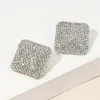 Fashnzfab 18k Gold Dipped Rhinestone Studded Square Earrings In Multi