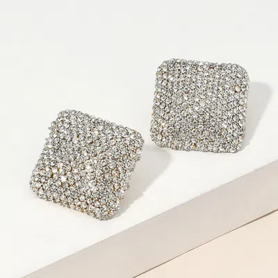 Fashnzfab 18k Gold Dipped Rhinestone Studded Square Earrings In Multi