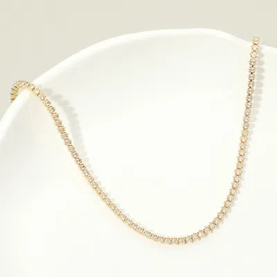 Fashnzfab 18k Gold Dipped Round Crystal Tennis Chain Necklace In Silver