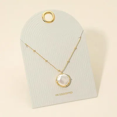 Fashnzfab 18k Gold Dipped Round Pearl Pendant Beaded Chain Necklace