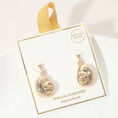 Fashnzfab 18k Gold Dipped Spiral Shell Drop Dangle Earrings