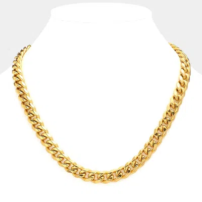 Fashnzfab 18k Gold Dipped Stainless Steel 20 Inch 8mm 6 Diamond Cut Cuban Chain Necklace