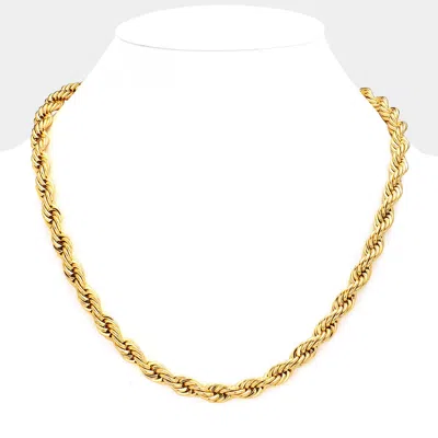 Fashnzfab 18k Gold Dipped Stainless Steel 20 Inch 8mm Rope Chain Necklace