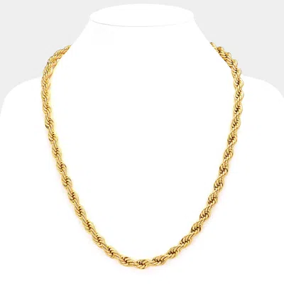 Fashnzfab 18k Gold Dipped Stainless Steel 20 Inch 8mm Rope Chain Necklace