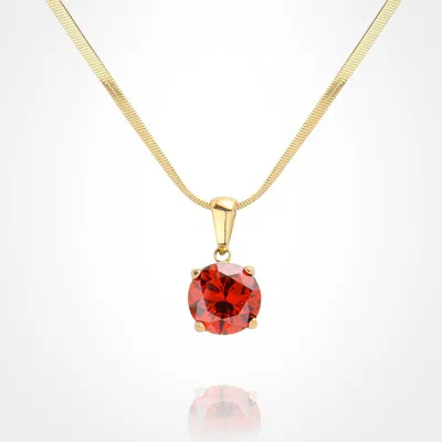 Fashnzfab 18k Gold Dipped Stainless Steel Cz Round Pendant Necklace