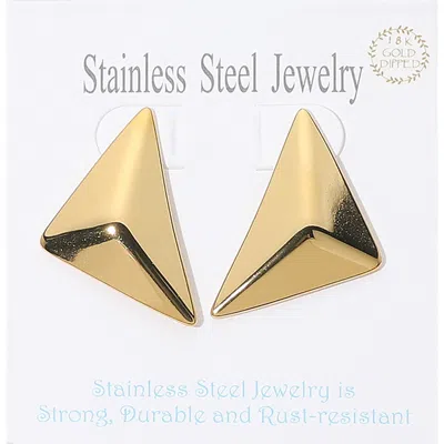 Fashnzfab 18k Gold Dipped Stainless Steel Geometric Triangle Earrings