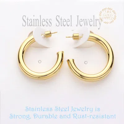 Fashnzfab 18k Gold Dipped Stainless Steel Hoop Earrings