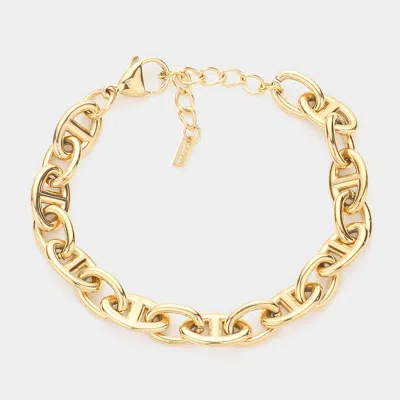 Fashnzfab 18k Gold Dipped Stainless Steel Premium Handmade Chain Link Bracelet - Gold